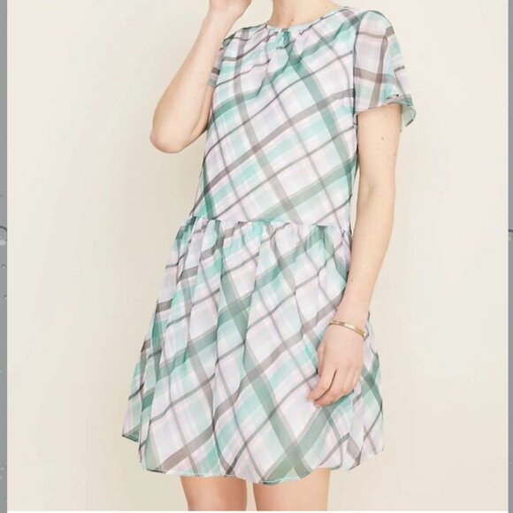 Ann Taylor Dresses & Skirts - Ann Taylor green/pink cottagecore drop waist lined dress size 18